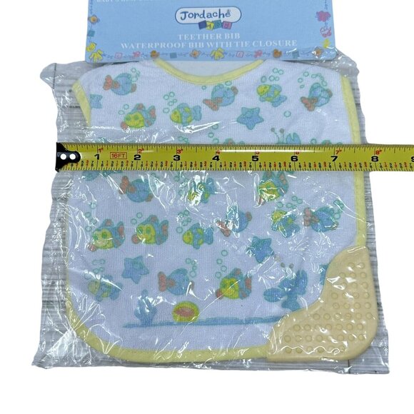 Vintage Jordache Baby Terry Cloth Teether Bib Fish Print Yellow Trim BB159 - Picture 10 of 11